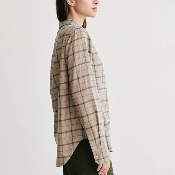 Jenni Kayne Lightweight Flannel Taupe Plaid XS - Picture 4 of 11